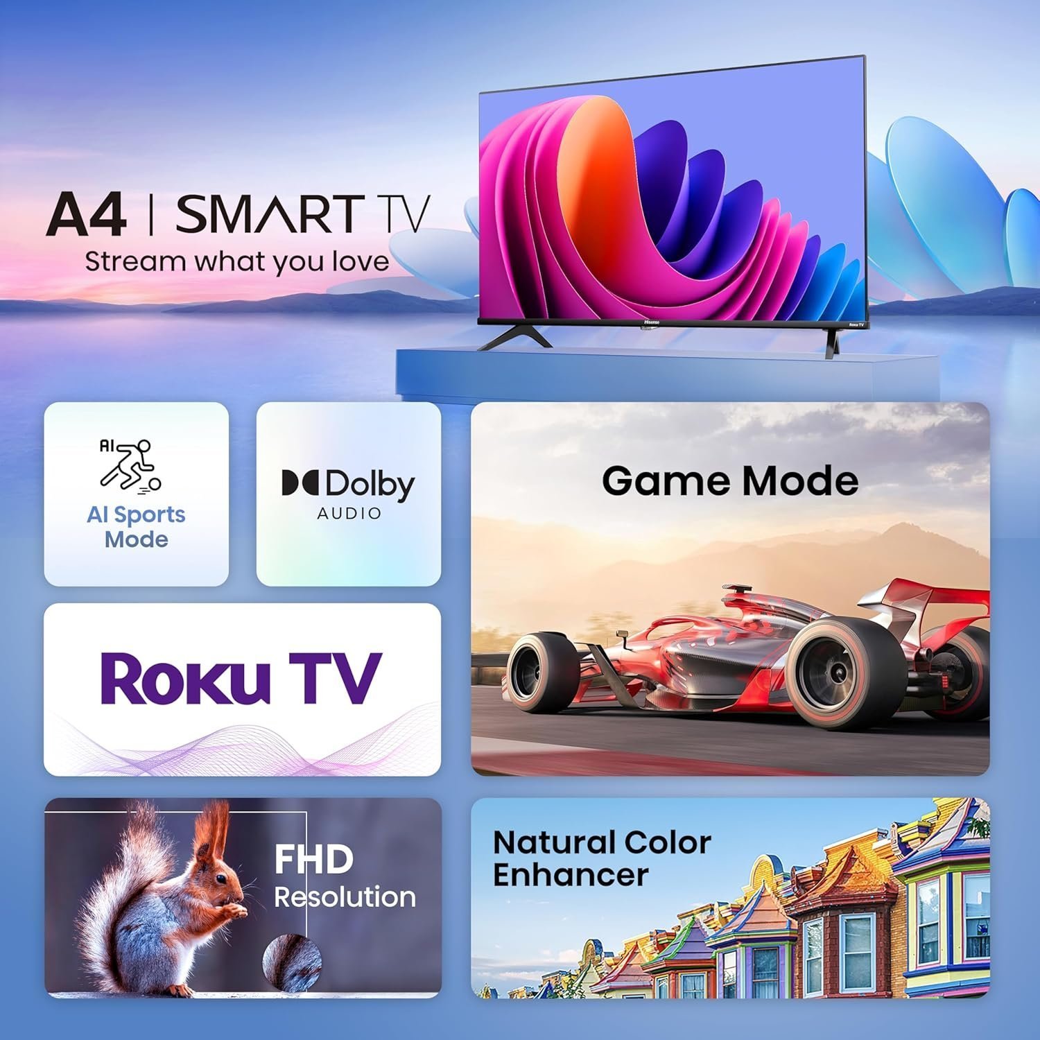 Hisense | 40-Inch Class A4 Series FHD 1080P Smart Roku TV with Alexa Compatibility (40A4NR, 2024 Model) - Dolby Audio, Slim Bezel Design, Google Assistant - Image 3