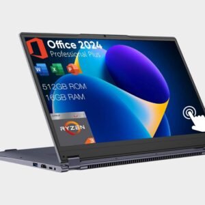 15.6" 2-in-1 Laptop | 16GB DDR4 RAM 512GB Storage | AMD Ryzen 3 3200U (up to 3.5GHz) | AMD Radeon Vega 3 | FHD Touchscreen | Windows 11 Pro | Wi-Fi 5 | BT5.1 | RJ45 | Backlit Keyboard, Gray