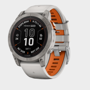 Garmin fēnix 7 Pro Sapphire Solar, Multisport GPS Smartwatch, Built-in Flashlight, Solar Charging Capability, Fog Gray/Ember Orange